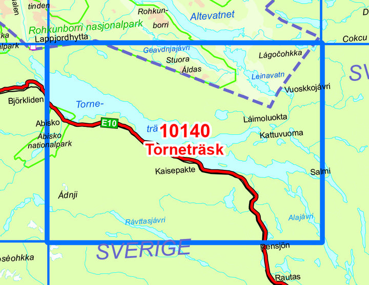 Carte de randonnée n° 10140 - Tornetrask (Norvège) | Nordeca - Norge-serien carte pliée Nordeca 