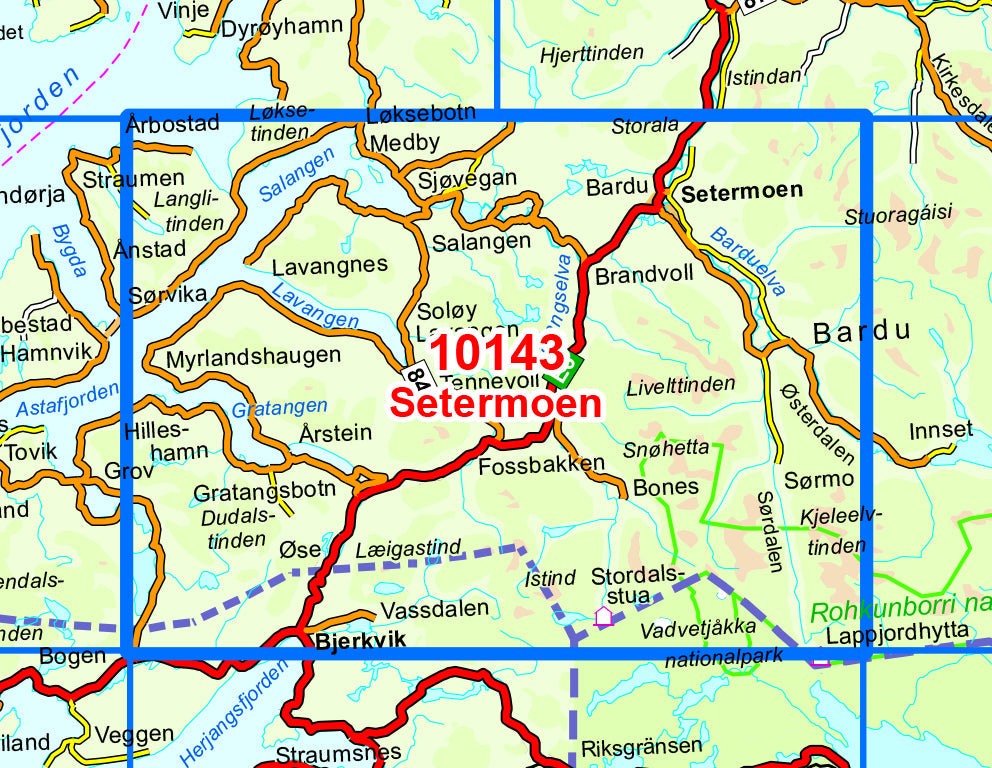 Carte de randonnée n° 10143 - Setermoen (Norvège) | Nordeca - Norge-serien carte pliée Nordeca 