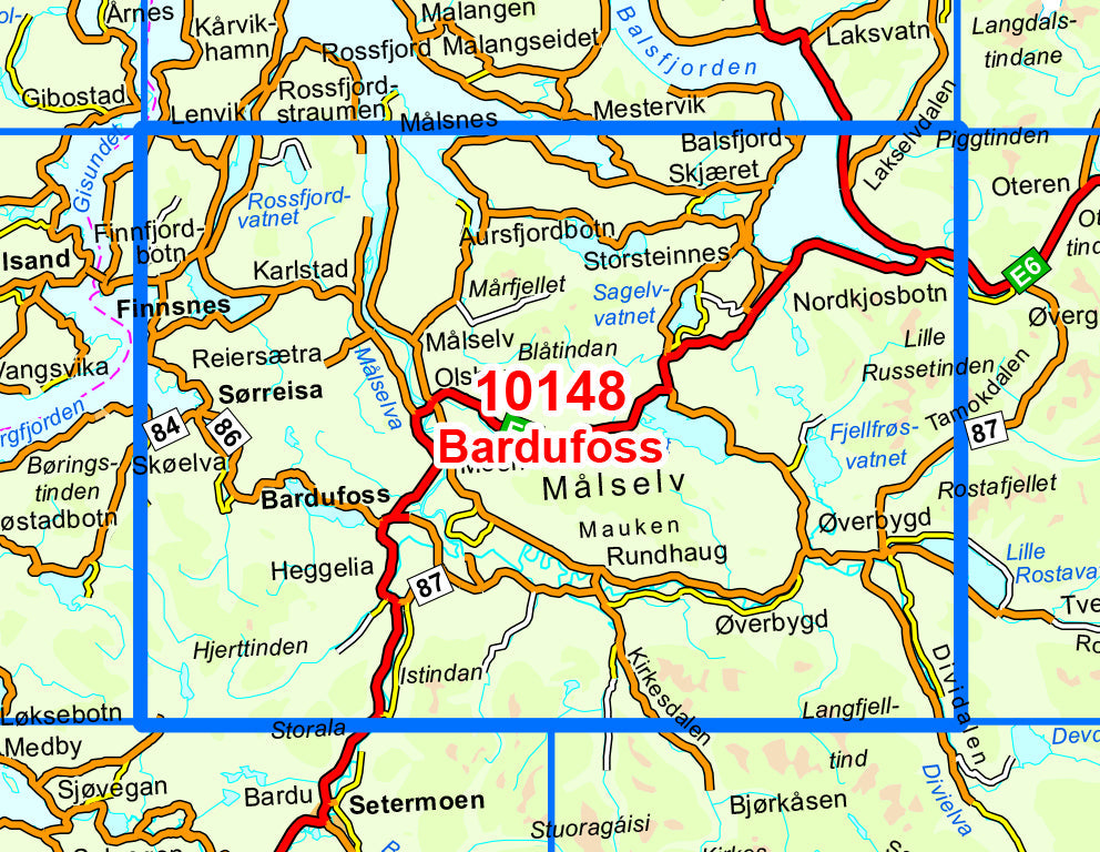Carte de randonnée n° 10148 - Bardufoss (Norvège) | Nordeca - Norge-serien carte pliée Nordeca 