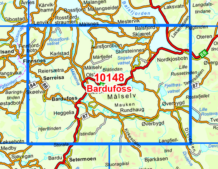Carte de randonnée n° 10148 - Bardufoss (Norvège) | Nordeca - Norge-serien carte pliée Nordeca 