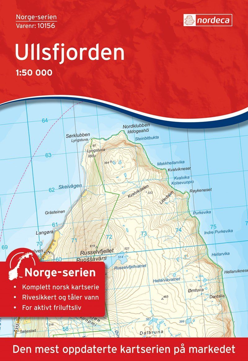 Carte de randonnée n° 10156 - Ullsfjorden (Norvège) | Nordeca - Norge-serien carte pliée Nordeca 