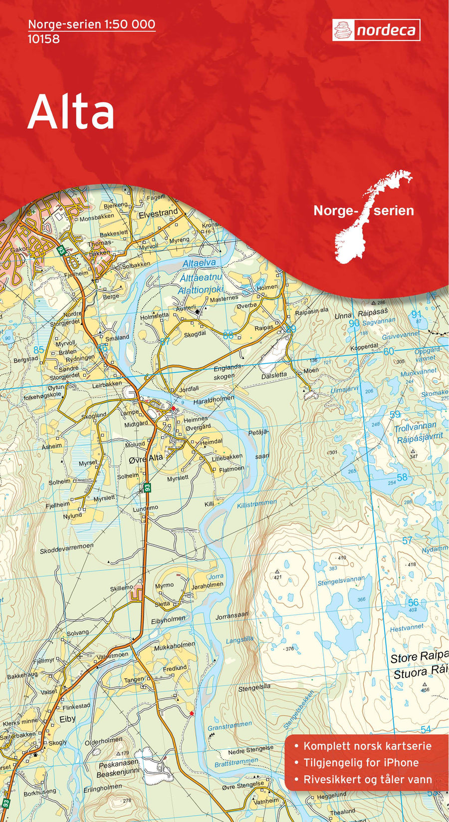 Carte de randonnée n° 10158 - Alta (Norvège) | Nordeca - Norge-serien carte pliée Nordeca 