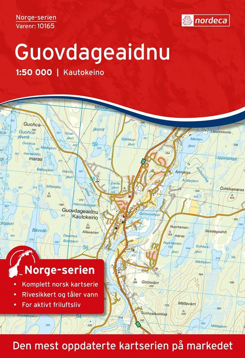 Carte de randonnée n° 10165 - Guovdageaidnu (Norvège) | Nordeca - Norge-serien carte pliée Nordeca 