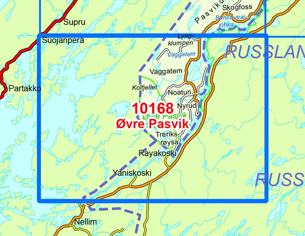 Carte de randonnée n° 10168 - Ovre Pasvik (Norvège) | Nordeca - Norge-serien carte pliée Nordeca 