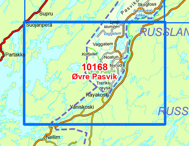 Carte de randonnée n° 10168 - Ovre Pasvik (Norvège) | Nordeca - Norge-serien carte pliée Nordeca 