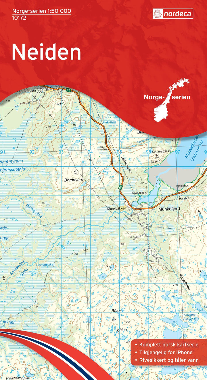 Carte de randonnée n° 10172 - Neiden (Norvège) | Nordeca - Norge-serien carte pliée Nordeca 