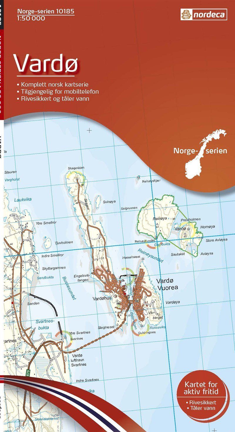 Carte de randonnée n° 10185 - Vardo (Norvège) | Nordeca - Norge-serien carte pliée Nordeca 
