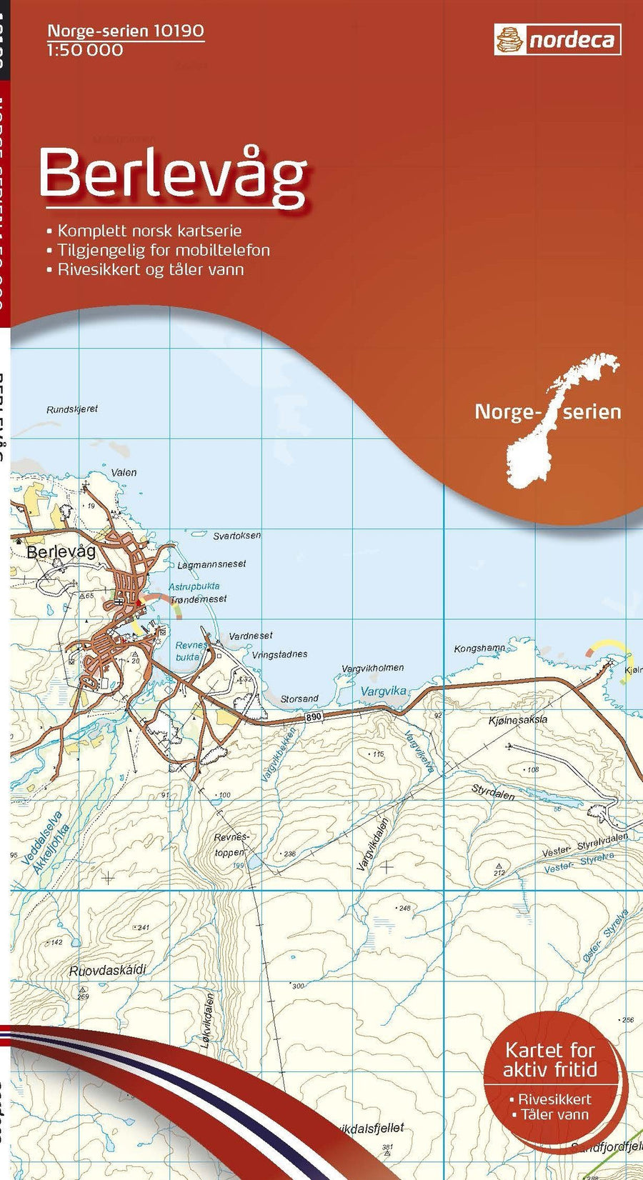 Carte de randonnée n° 10190 - Berlevag (Norvège) | Nordeca - Norge-serien carte pliée Nordeca 