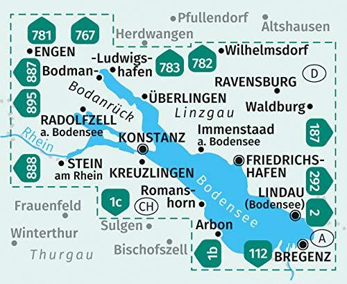 Carte de randonnée n° 11 - Lac de Constance (Allemagne, Suisse) | Kompass carte pliée Kompass 