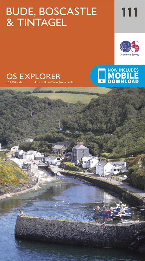 Carte de randonnée n° 111 - Bude, Boscastle, Tintagel (Grande Bretagne) | Ordnance Survey - Explorer carte pliée Ordnance Survey 