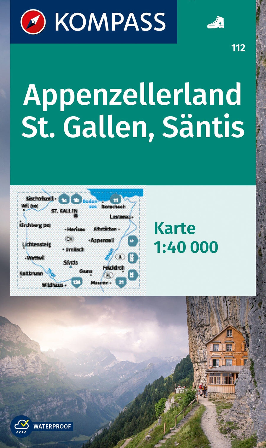 Carte de randonnée n° 112 - Appenzellerland, St. Gallen, Säntis (Suisse) | Kompass carte pliée Kompass 