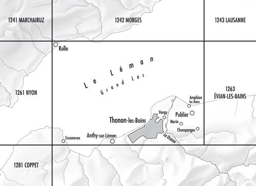 Carte de randonnée n° 1262 - Thonon-les-Bains (Haute-Savoie) | Swisstopo - 1/25 000 carte pliée Swisstopo 
