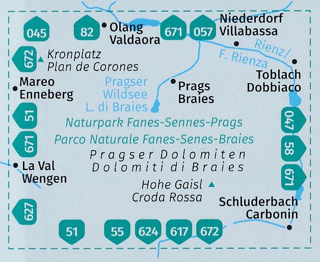 Carte de randonnée n° 145 - Pragser Dolomiten NP Fanes-Sennes-Prags + Aktiv Guide (Italie) | Kompass carte pliée Kompass 