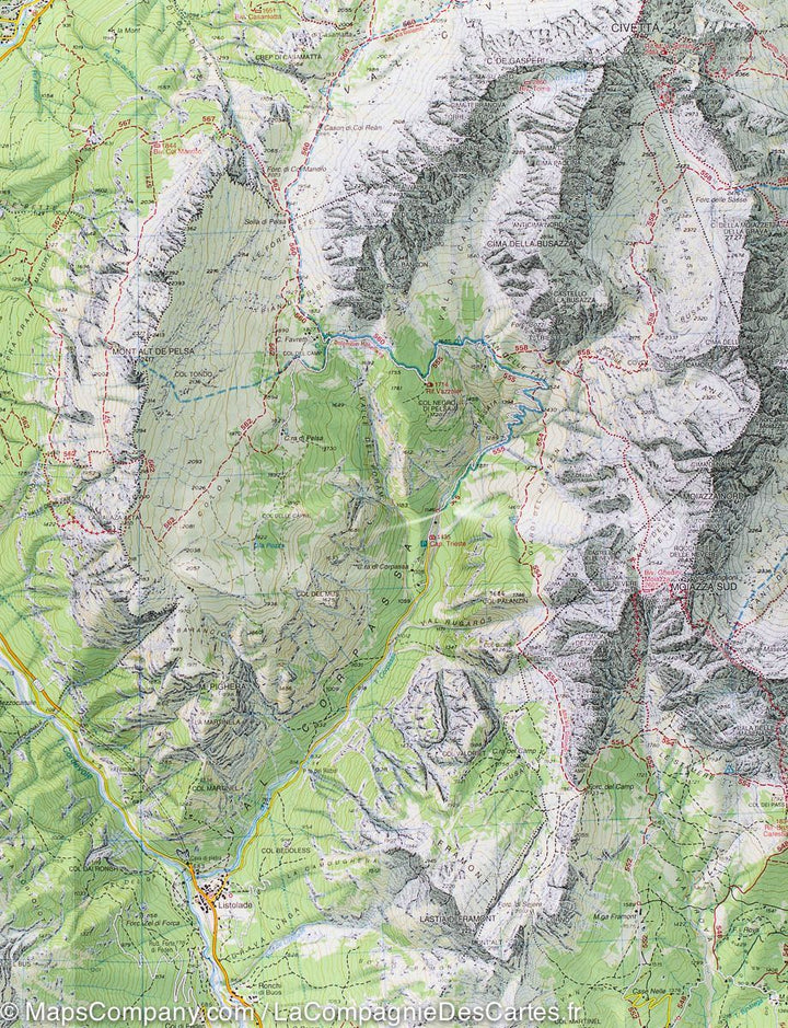 Carte de randonnée n° 15 - Marmolada, Pelmo et Civetta (Dolomites, Italie) | Tabacco carte pliée Tabacco 