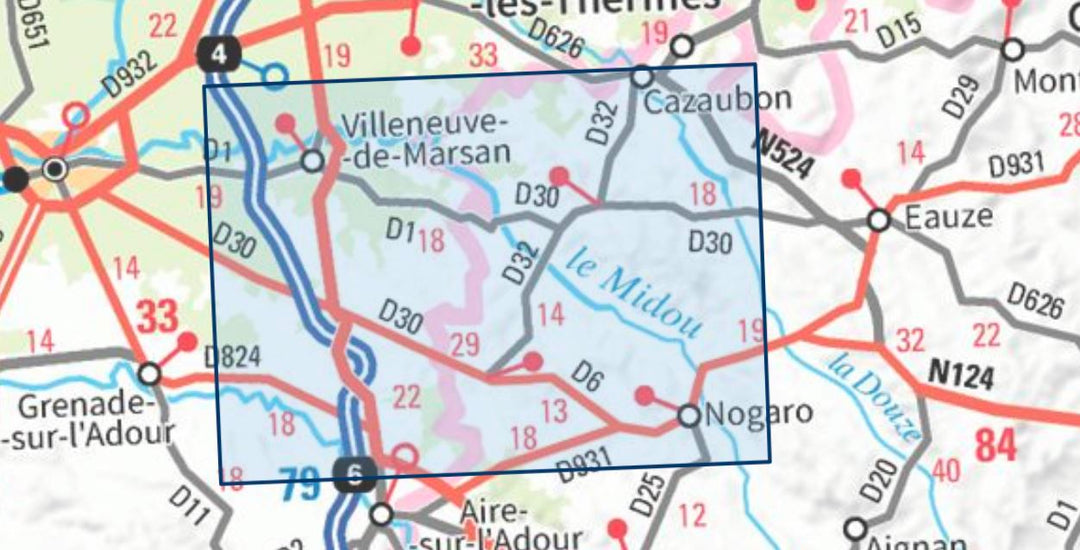 Carte de randonnée n° 1642 - Villeneuve-de-Marsan, Nogaro | IGN - Série Bleue carte pliée IGN 