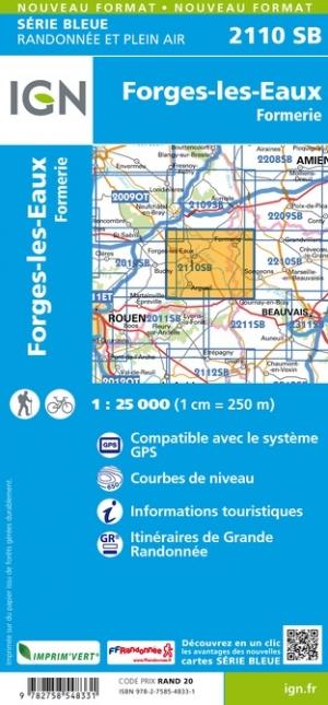 Carte de randonnée n° 2110 - Forges-les-Eaux, Formerie | IGN - Série Bleue carte pliée IGN 