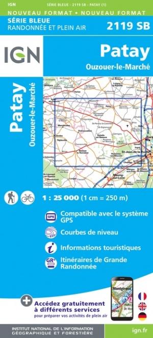 Carte de randonnée n° 2119 - Patay, Ouzouer-le-Marché | IGN - Série Bleue carte pliée IGN 