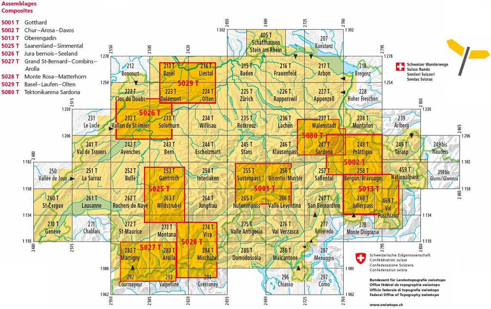 Carte de randonnée n° 215T - Baden (Suisse) | Swisstopo - Excursions au 1/50 000 carte pliée Swisstopo 