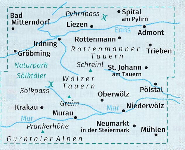 Carte de randonnée n° 223 - Sölktäler, Rottenmanner Tauern / Seckauer Alpen 2-Set 1/55(Autriche) | Kompass carte pliée Kompass 
