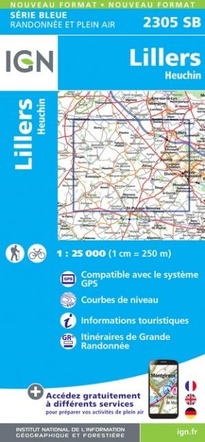Carte de randonnée n° 2305 - Lillers, Heuchin | IGN - Série Bleue carte pliée IGN 