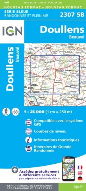 Carte de randonnée n° 2307 - Doullens, Beauval | IGN - Série Bleue carte pliée IGN 