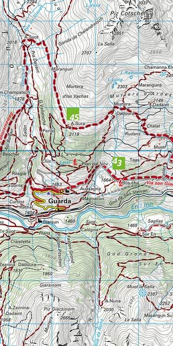 Carte de randonnée n° 24 - Unterengadin, Scuol, Samnaun (Suisse) | Kümmerly & Frey-1/40 000 carte pliée Kümmerly & Frey 