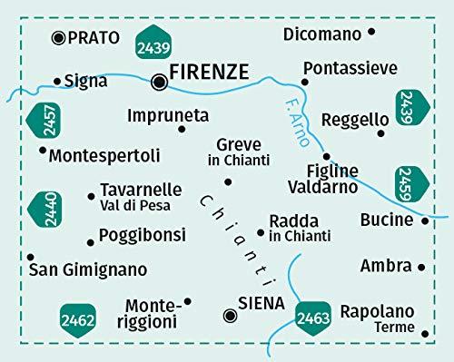 Carte de randonnée n° 2458 - Florence, Sienne & Chianti + Guide (Toscane, Italie) | Kompass carte pliée Kompass 