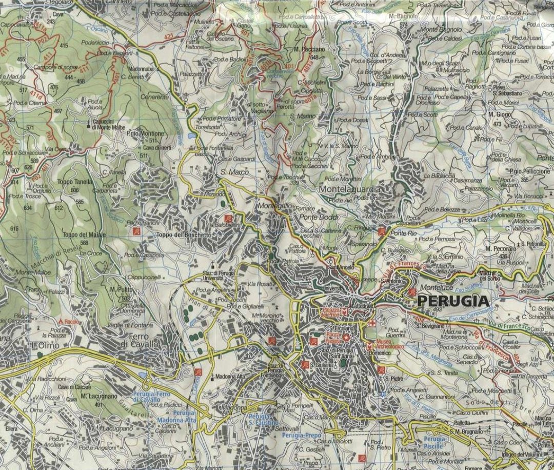 Carte de randonnée n° 2464 - Perugia (Pérouse), Assise (Italie) | Kompass carte pliée Kompass 