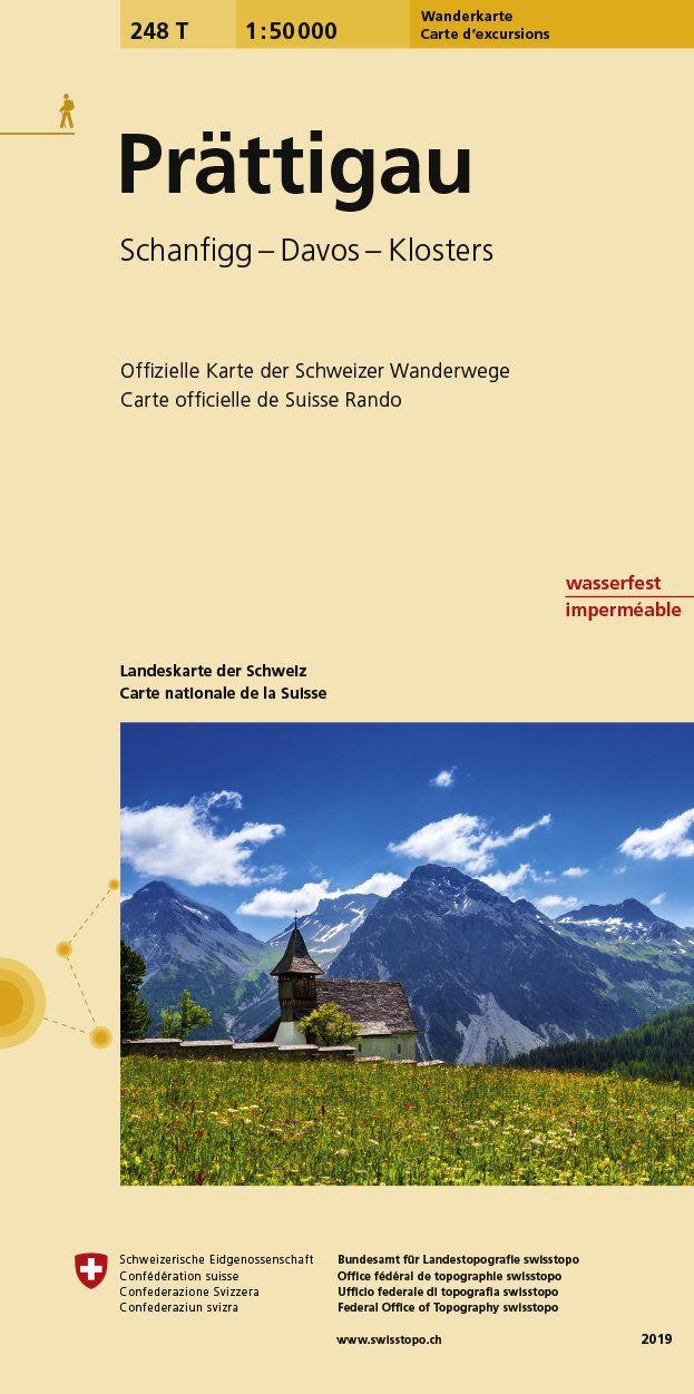 Carte de randonnée n° 248T - Prättigau, Schanfigg, Landschaft Davos (Suisse) | Swisstopo - Excursions au 1/50 000 carte pliée Swisstopo 