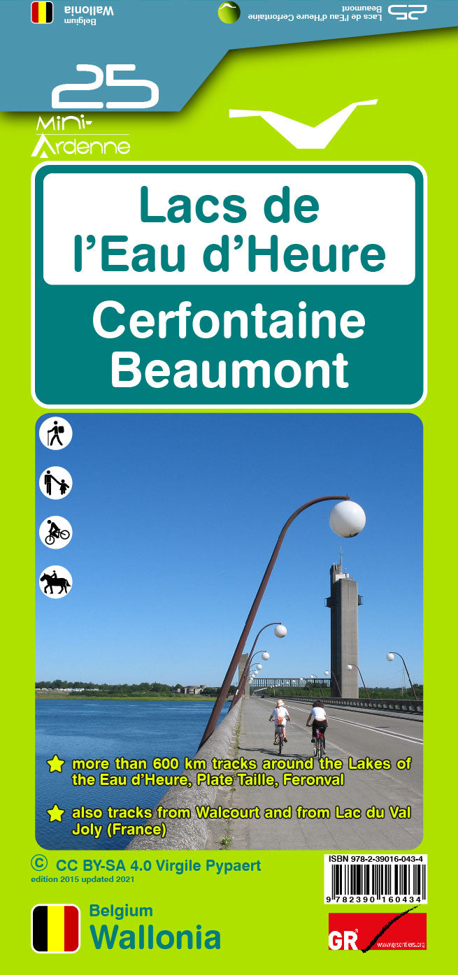 Carte de randonnée n° 25 - Lacs de l'Eau d'Heure, Cerfontaine, Beaumont | Mini Planet carte pliée Mini Planet 