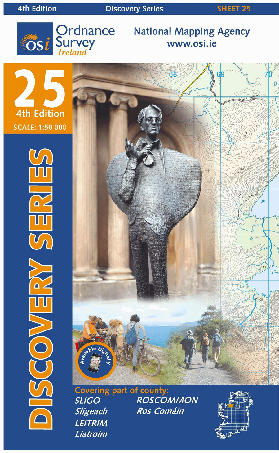 Carte de randonnée n° 25 - Sligo (E), Leitrim, Roscommon (Irlande) | Ordnance Survey - série Discovery carte pliée Ordnance Survey Ireland 
