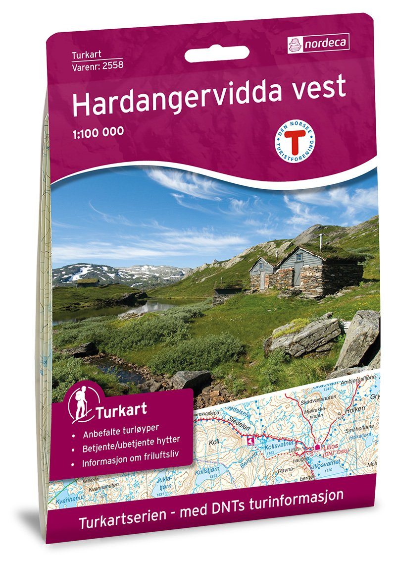 Carte de randonnée n° 2558 - Hardangervidda Ouest (Norvège) | Nordeca - Turkart 1/100 000 carte pliée Nordeca 
