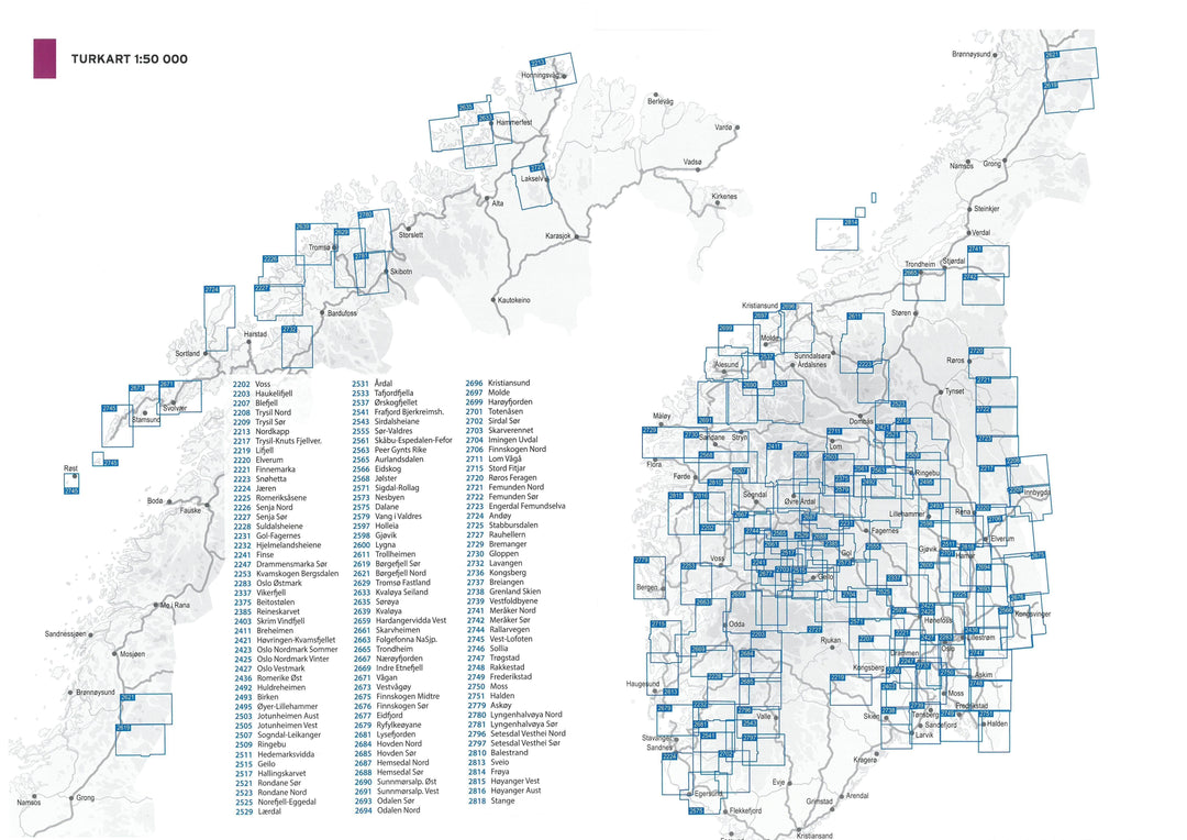 Carte de randonnée n° 2561 - Skåbu-Espedalen-Fefor (Norvège) | Nordeca - Turkart 1/50 000 carte pliée Nordeca 