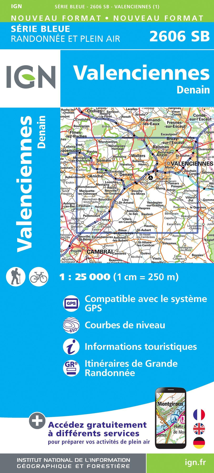 Hiking Map # 2606 - Valenciennes, Denain | IGN - Blue Series ...