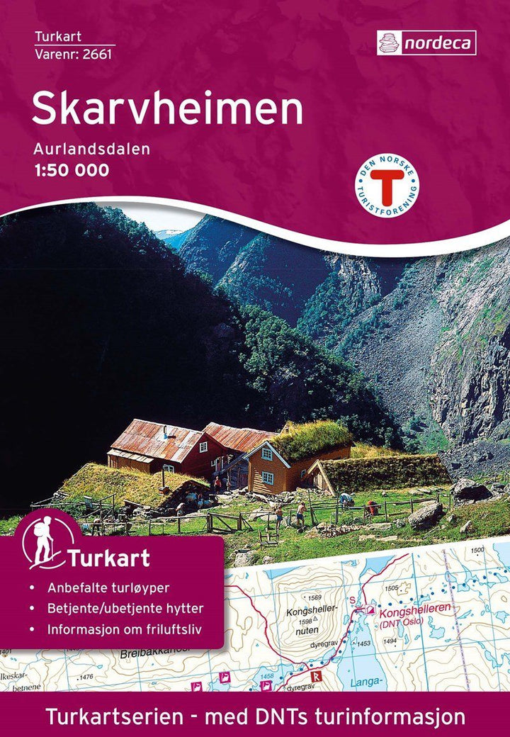 Carte de randonnée n° 2661 - Skarvheimen (Norvège) | Nordeca - Turkart 1/50 000 carte pliée Nordeca 