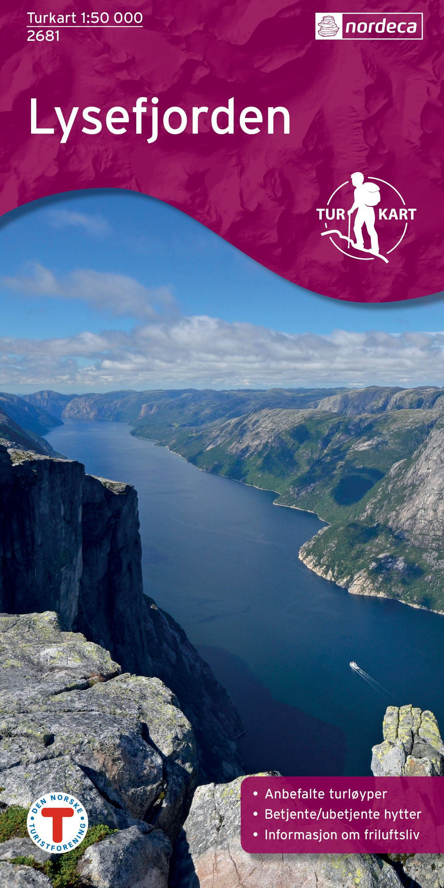 Carte de randonnée n° 2681 - Lysefjorden (Norvège) | Nordeca - Turkart 1/50 000 carte pliée Nordeca 