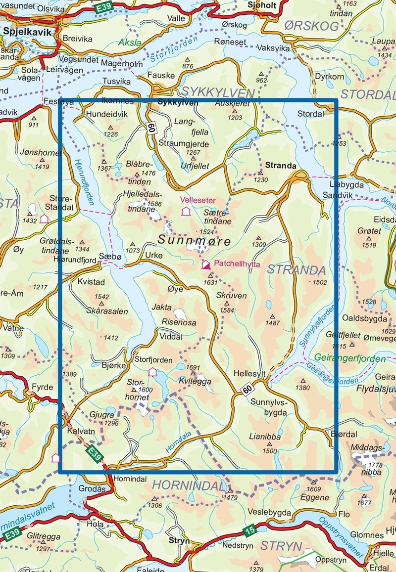 Carte de randonnée n° 2690 - Sunnmørsalpene Øst (Norvège) | Nordeca - Turkart 1/50 000 carte pliée Nordeca 