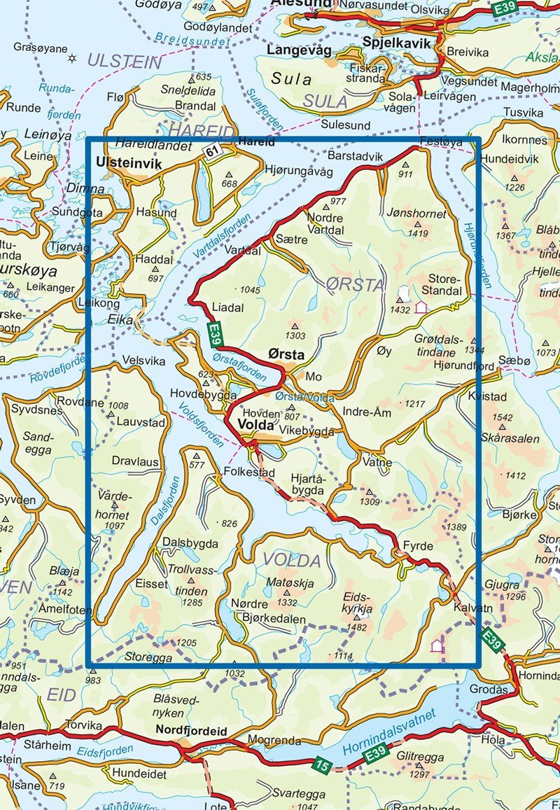 Carte de randonnée n° 2691 - Sunnmørsalpene Vest (Norvège) | Nordeca - Turkart 1/50 000 carte pliée Nordeca 