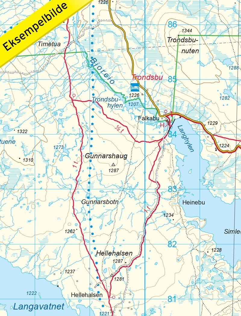 Carte de randonnée n° 2727 - Rauhelleren (Norvège) | Nordeca - Turkart 1/50 000 carte pliée Nordeca 
