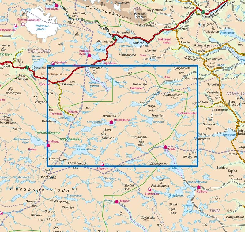 Carte de randonnée n° 2727 - Rauhelleren (Norvège) | Nordeca - Turkart 1/50 000 carte pliée Nordeca 