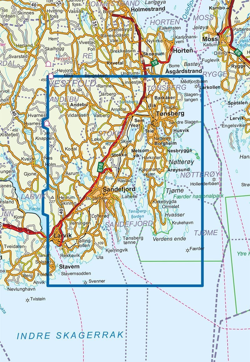 Carte de randonnée n° 2739 - Vestfoldbyene (Norvège) | Nordeca - Turkart 1/50 000 carte pliée Nordeca 