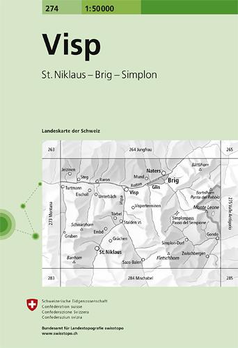 Hiking Map # 274 - Visp (Switzerland) | Swisstopo - 1/50 000 ...