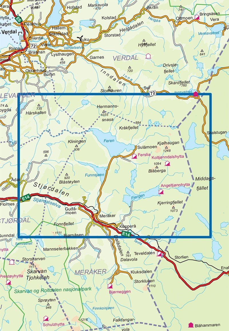 Carte de randonnée n° 2741 - Meråker Nord (Norvège) | Nordeca - Turkart 1/50 000 carte pliée Nordeca 