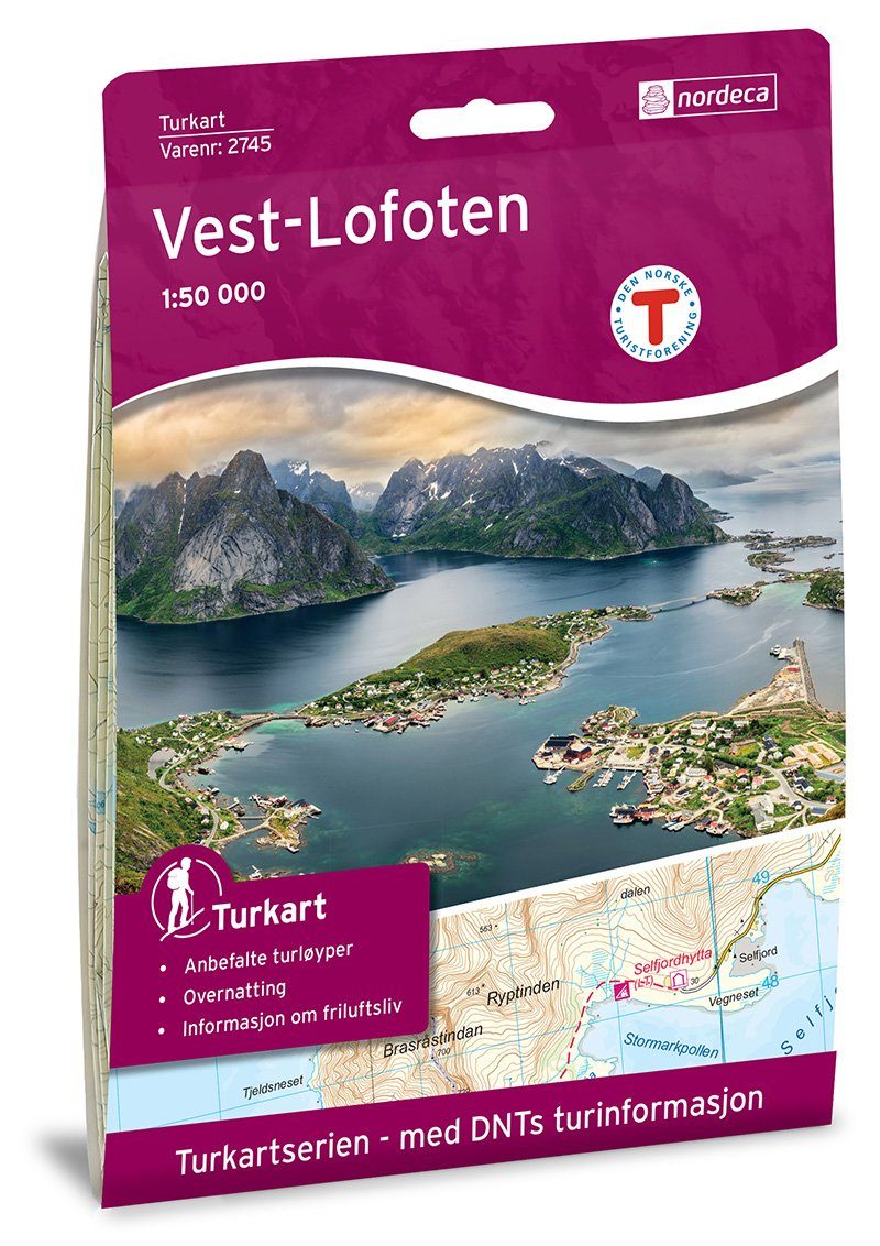 Carte de randonnée n° 2745 - Lofoten Ouest (Norvège) | Nordeca - Turkart 1/50 000 carte pliée Nordeca 
