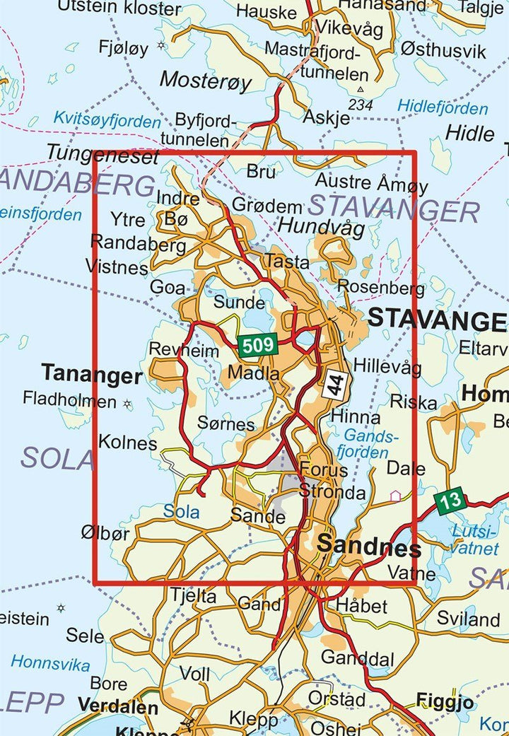 Carte de randonnée n° 2762 - Stavanger og Nord Jæren (Norvège) | Nordeca - Turkart 1/25 000 carte pliée Nordeca 