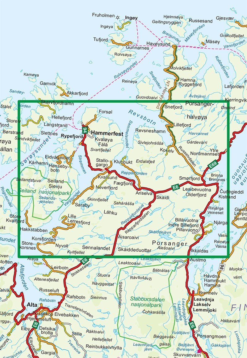 Carte de randonnée n° 2774 - Kvalsund Nord (Norvège) | Nordeca - Turkart 1/100 000 carte pliée Nordeca 