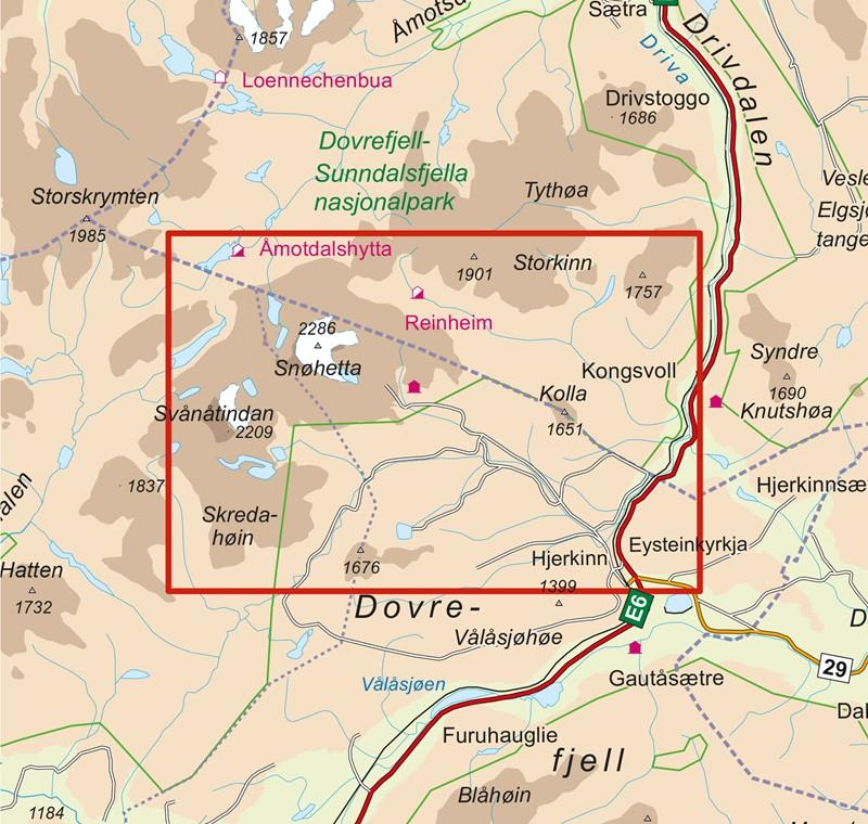 Carte de randonnée n° 2784 - Snoheim (Norvège) | Nordeca - Turkart 1/25 000 carte pliée Nordeca 