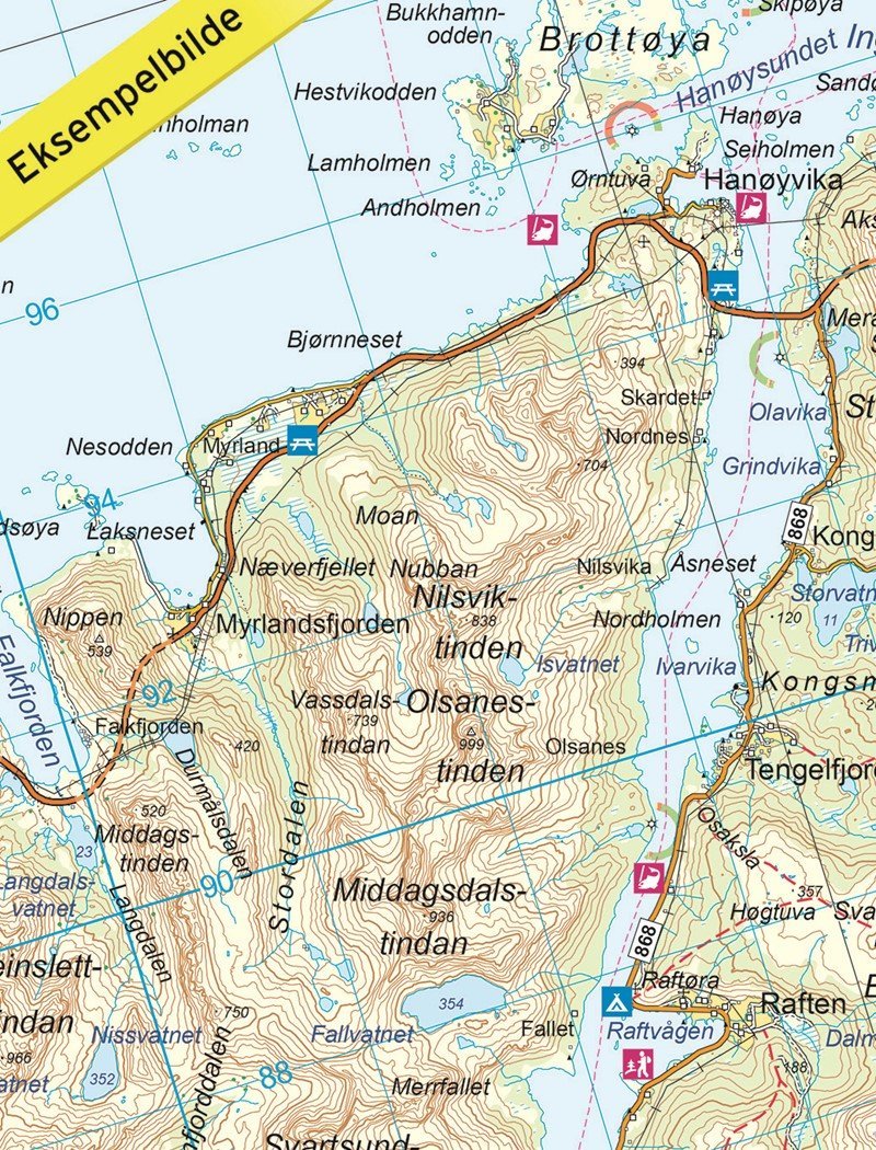 Carte de randonnée n° 2811 - Vesteralen - Hinnoya Sud (Norvège) | Nordeca - Turkart 1/100 000 carte pliée Nordeca 