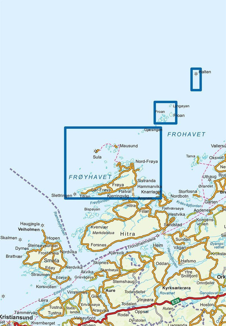 Carte de randonnée n° 2814 - Frøya (Norvège) | Nordeca - Turkart 1/50 000 carte pliée Nordeca 