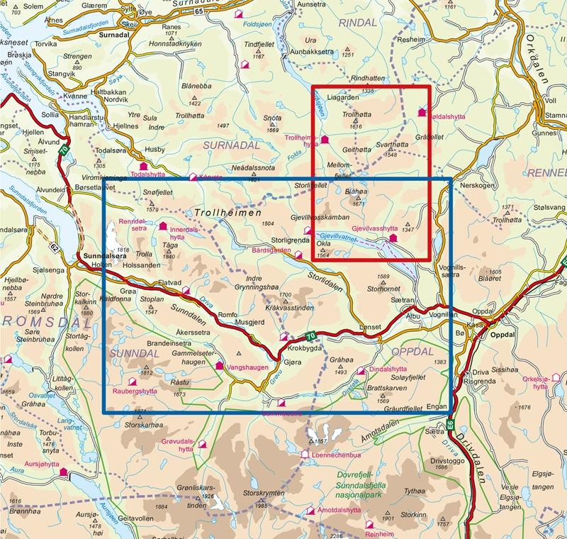 Carte de randonnée n° 2828 - Trollheimen Sør (Norvège) | Nordeca - Turkart 1/50 000 carte pliée Nordeca 